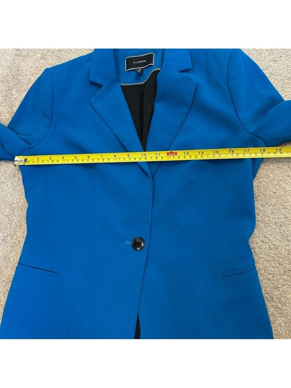 Le Chateau bright blue single breasted tailored cinched stretchy blazer jacket M - Picture 7 of 12